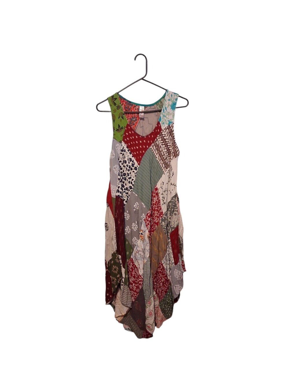 Y2K Boho Fairy Patchwork Midi Maxi Dress Sleeveless Artsy Lagenlook Festival